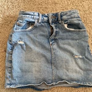 ripped jean skirt